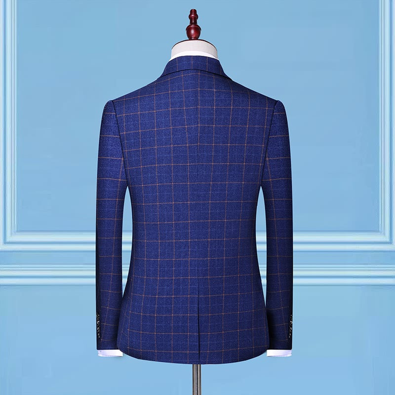 Slim-Fit Plaid 3-Piece Suit — Men's