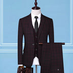 Slim-Fit Plaid 3-Piece Suit — Men's