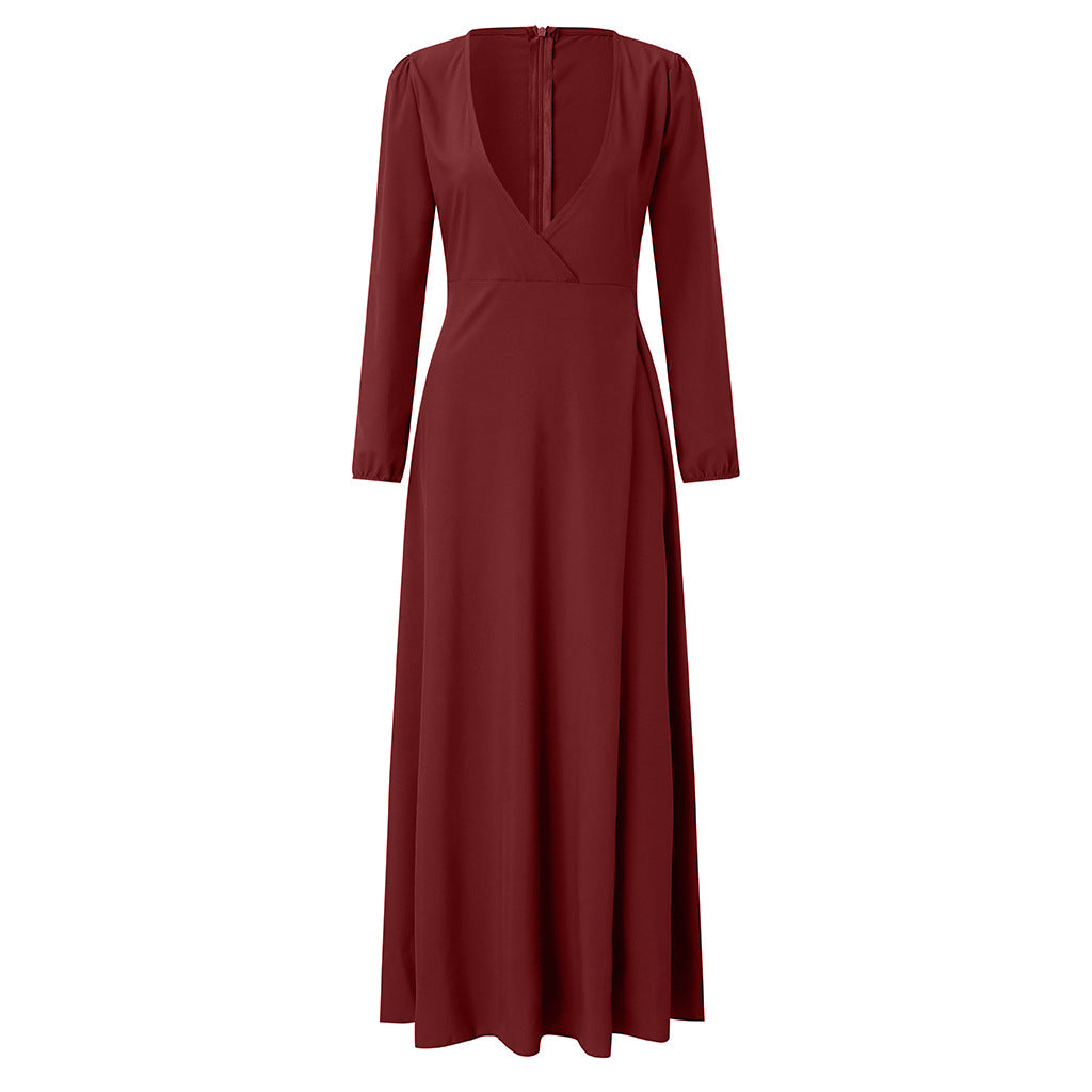 Vestido Longo com Corte Evasê e Decote em V - Veron&Co