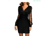 Vestido em Tule com Aplicações Metalizadas e Decote em V - Veron&Co
