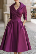 Vestido Midi com Decote em V e Bolsos
