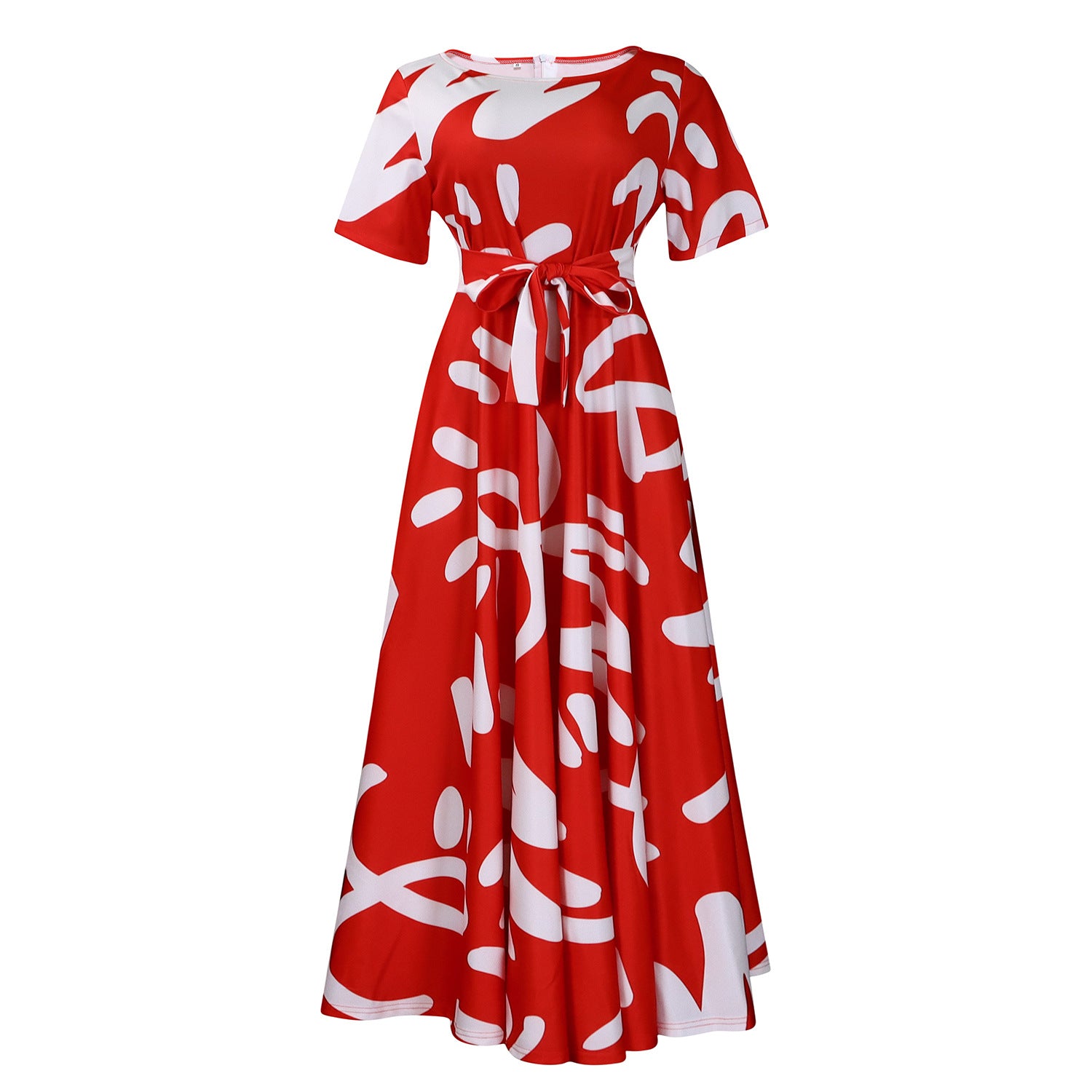 Vestido com Laço Na Cintura e Manga Curta - Veron&Co