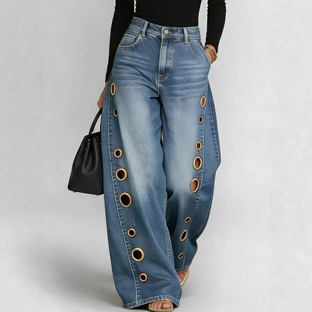High-Waisted Denim Jeans