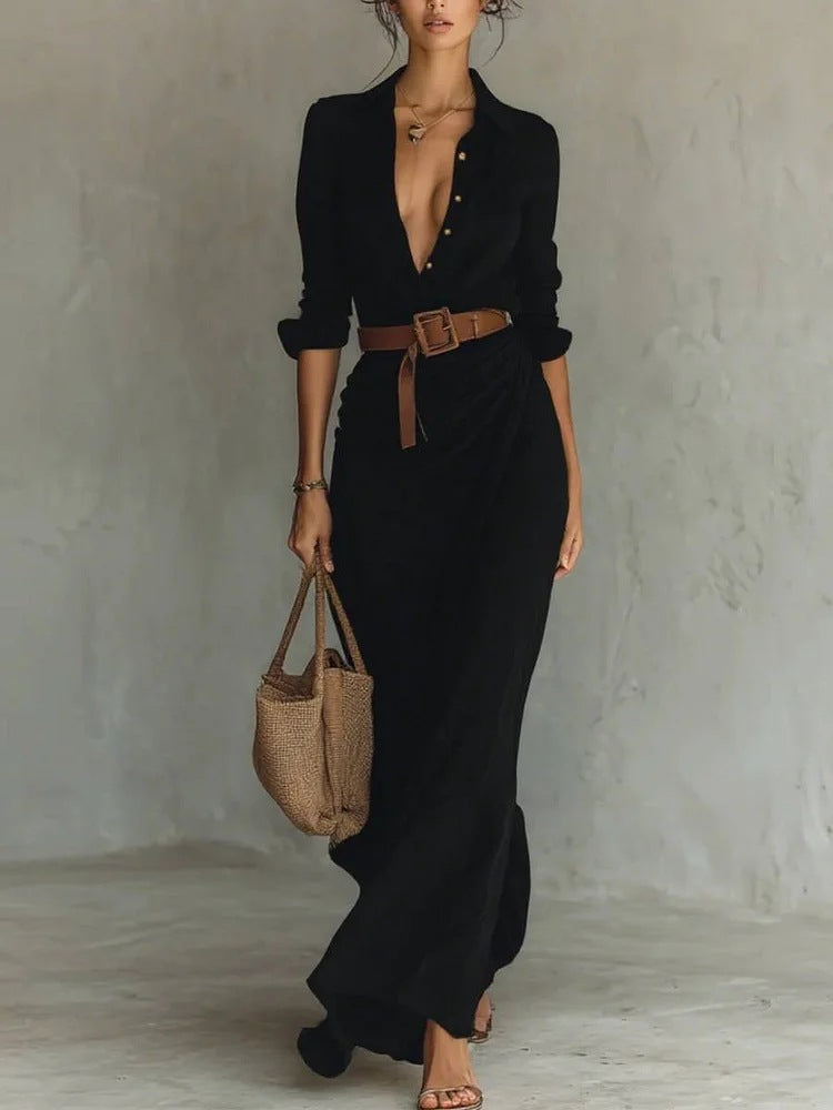 Vestido com Corte Assimétrico e Pregas - Veron&Co