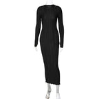 Vestido com Decote Redondo e Manga Comprida - Veron&Co