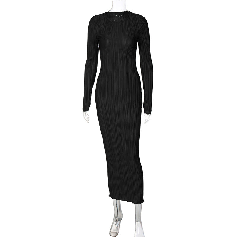 Vestido com Decote Redondo e Manga Comprida - Veron&Co