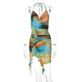 Vestido em Renda com Estampado e Costas Nuas - Veron&Co