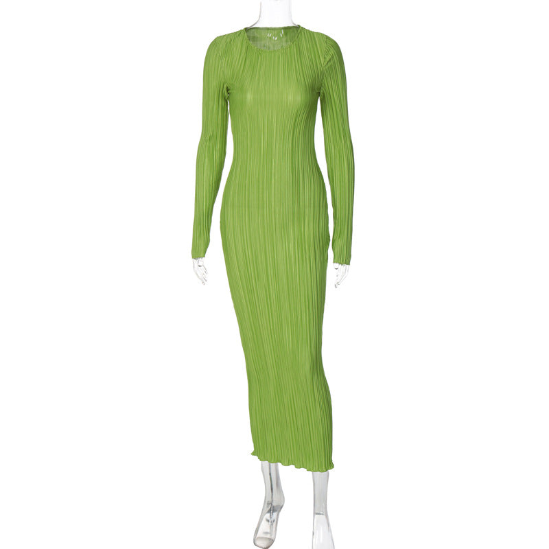 Vestido com Decote Redondo e Manga Comprida - Veron&Co