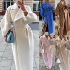 Long Coat with Puff Sleeves and Lapels