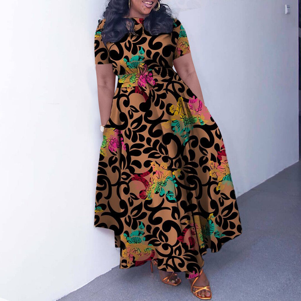 Vestido com Laço Na Cintura e Manga Curta - Veron&Co