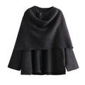 Wool Cape Coat with Scarf Collar