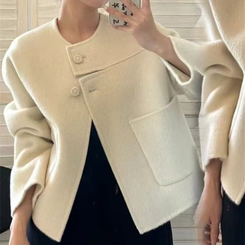 Casaco Curto em Lã Estilo Tweed