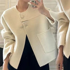 Casaco Curto em Lã Estilo Tweed
