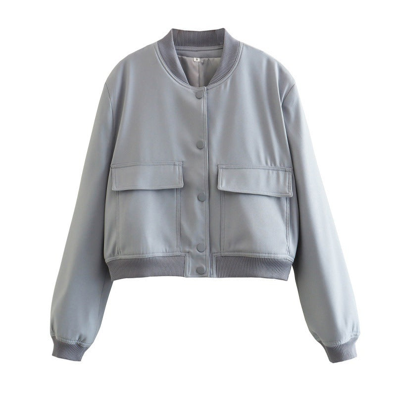High-Neck Coat with Pockets