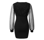 Vestido em Tule com Aplicações Metalizadas e Decote em V - Veron&Co