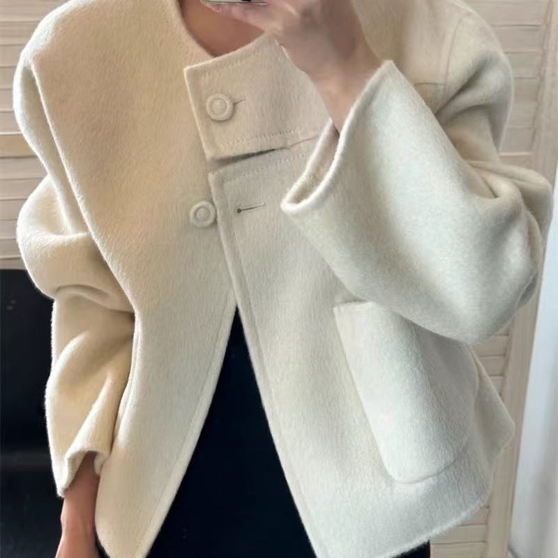 Casaco Curto em Lã Estilo Tweed