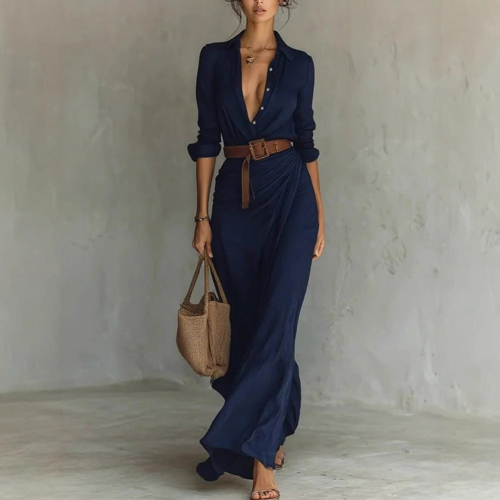 Vestido com Corte Assimétrico e Pregas - Veron&Co