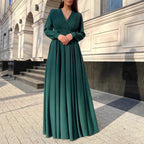 Vestido com Pregas e Manga Comprida - Veron&Co