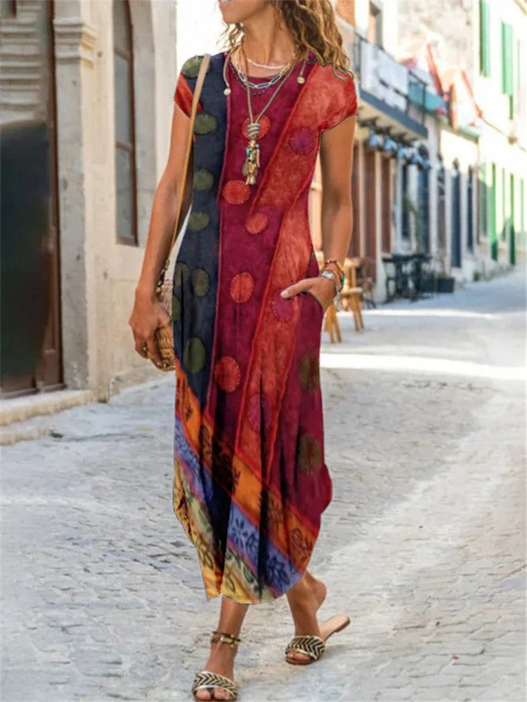 Vestido com Estampado e Decote Redondo - Veron&Co