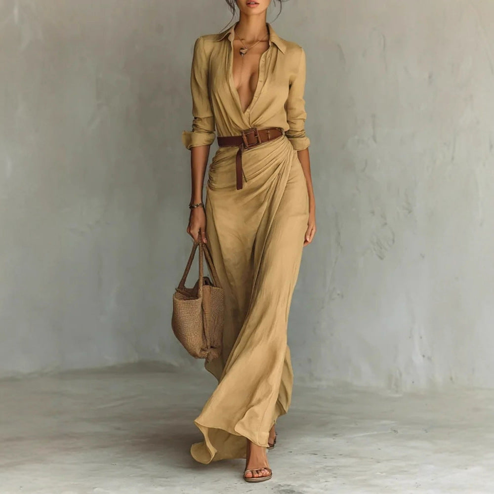 Vestido com Corte Assimétrico e Pregas - Veron&Co