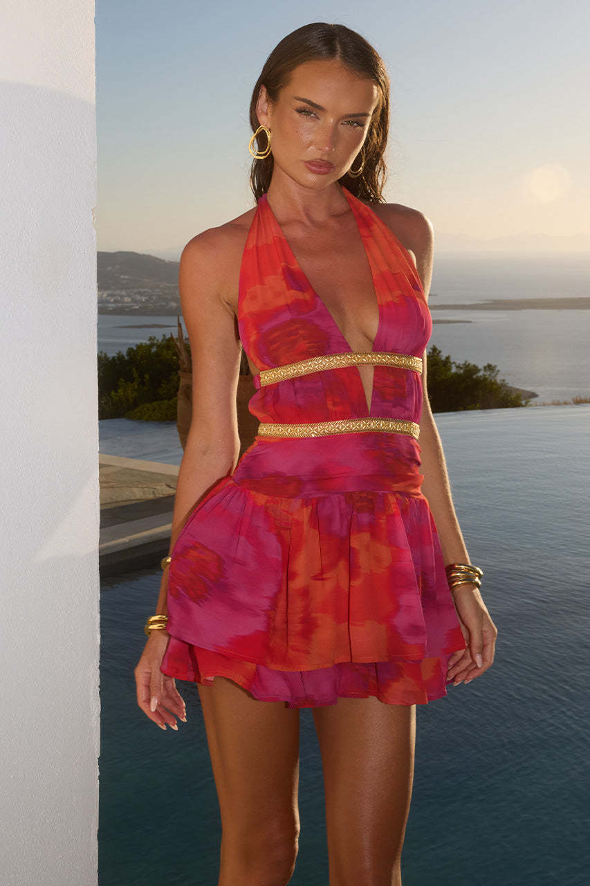 Vestido com Costas Nuas e Estampado - Veron&Co