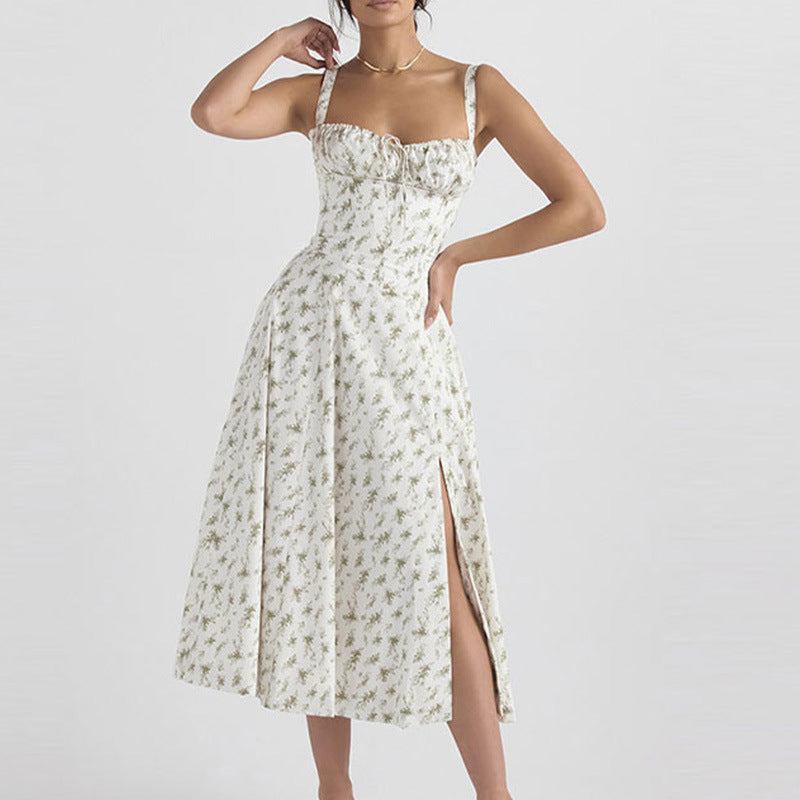 Vestido com Estampado e Abertura Lateral - Veron&Co