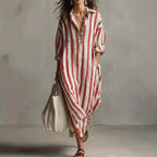 Vestido com Riscas e Corte Camiseiro - Veron&Co