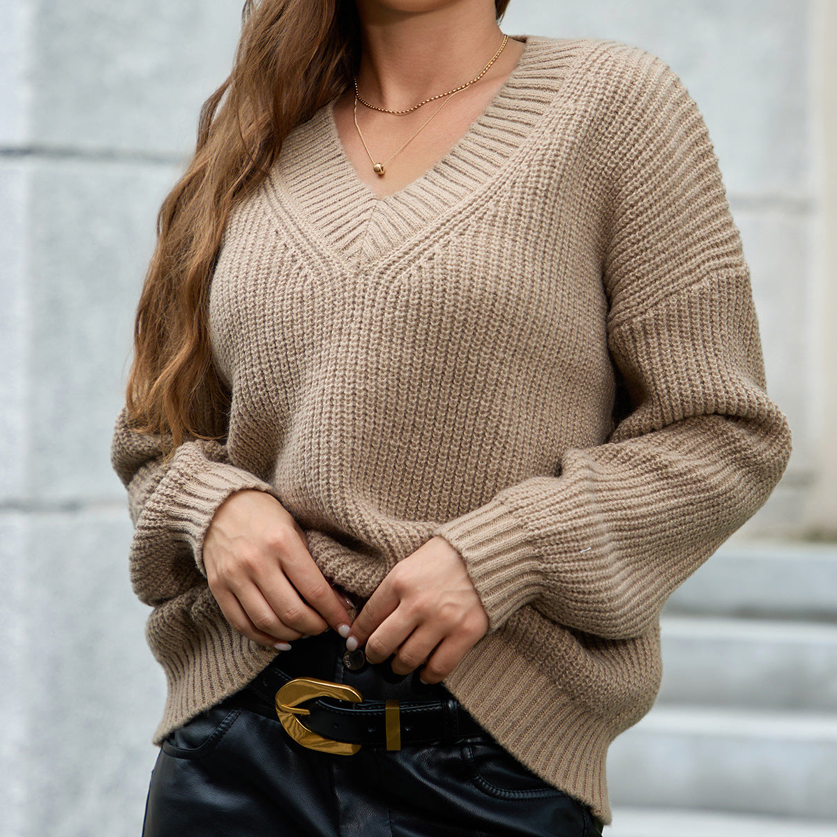 Plain V-Neck Sweater