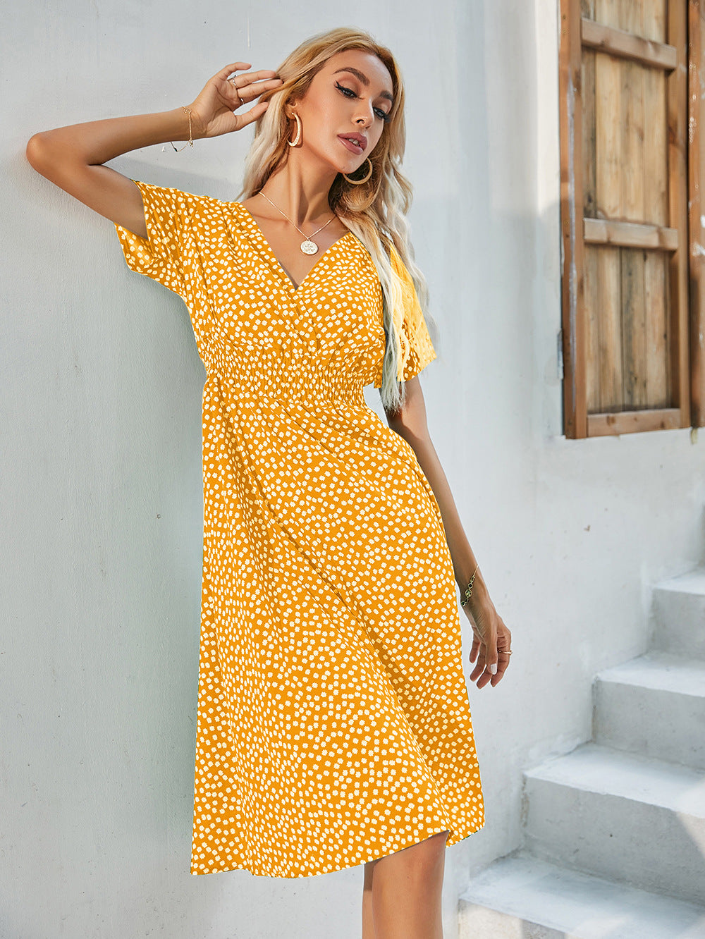 Vestido com Estampado Floral e Estampado - Veron&Co