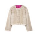 Short Faux Fur Coat with Round Neck