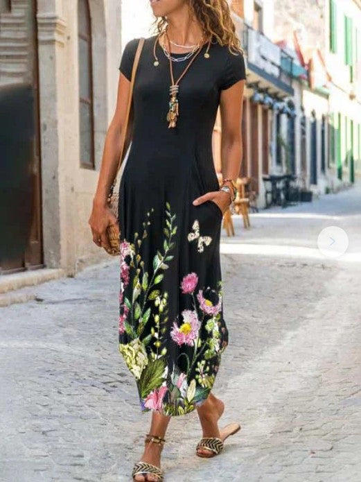 Vestido com Estampado e Decote Redondo - Veron&Co