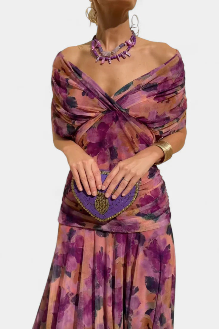 Vestido em Tule com Estampado - Veron&Co