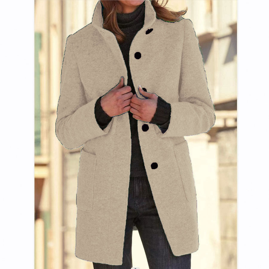Retro High-Neck Wool Coat