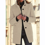 Retro High-Neck Wool Coat