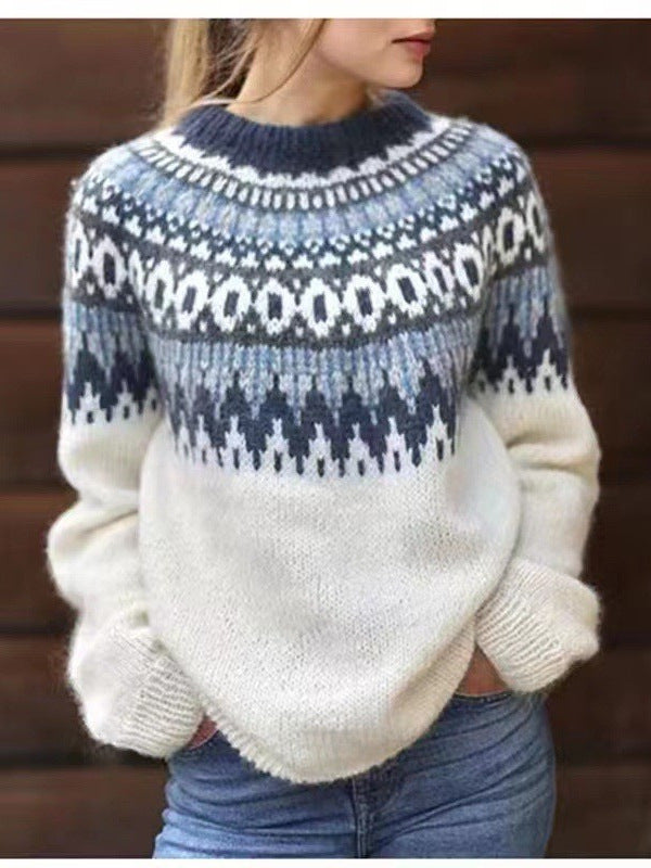 Two-Tone Round-Neck Sweater