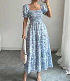 Vestido Longo com Estampado e Corte Evasê - Veron&Co
