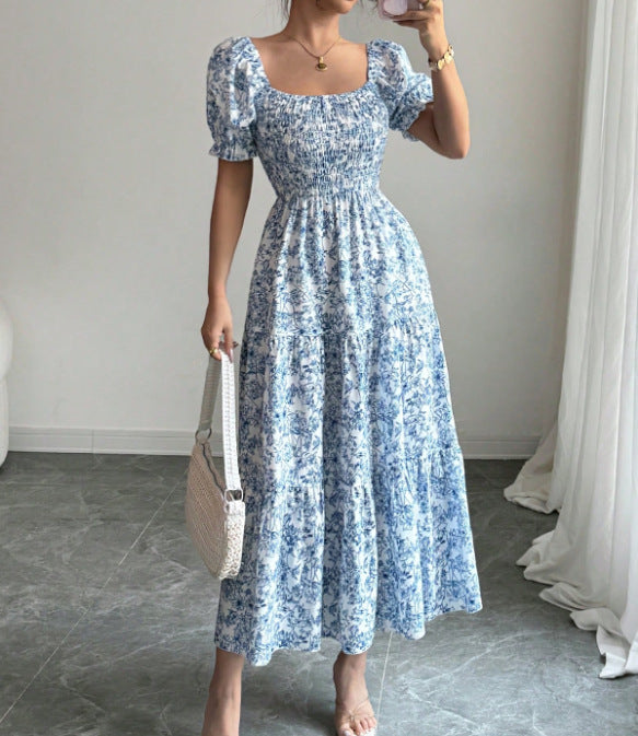 Vestido Longo com Estampado e Corte Evasê - Veron&Co