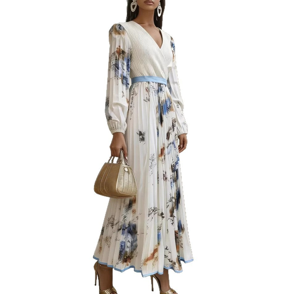 Vestido com Estampado e Decote em V - Veron&Co