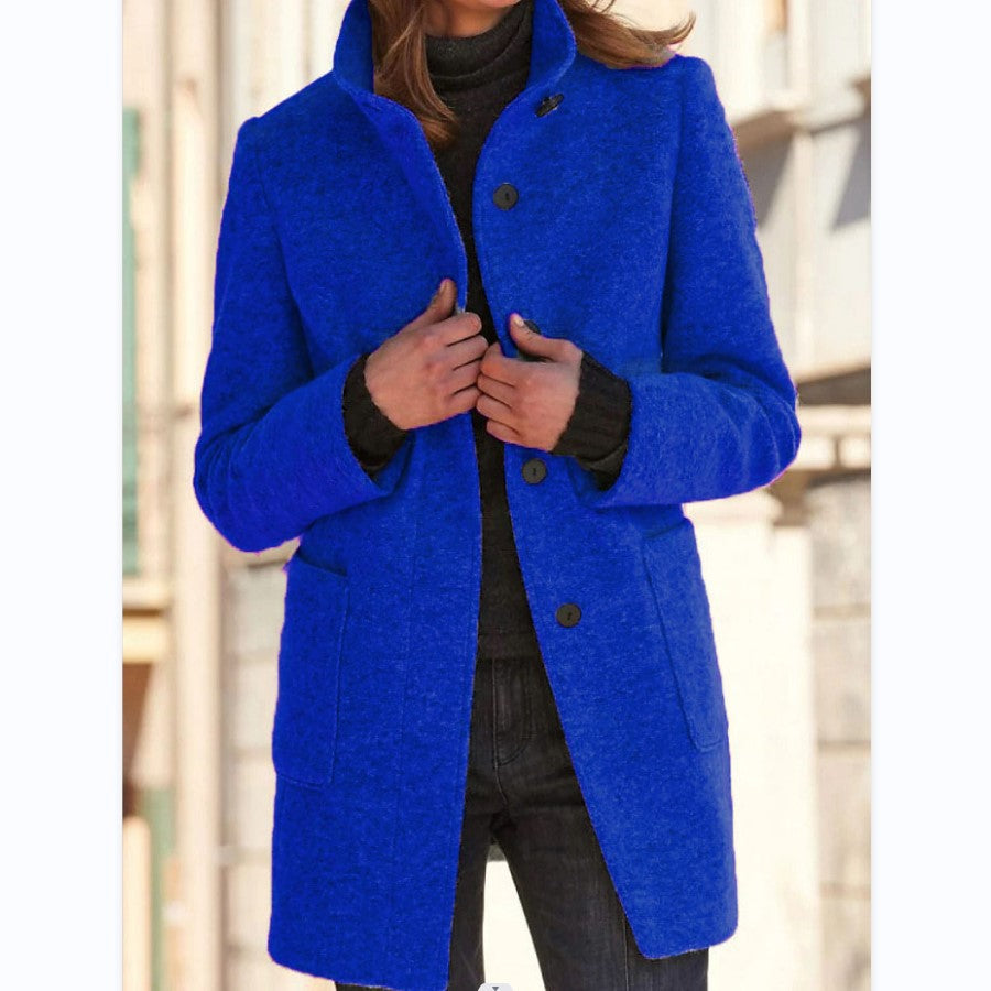 Retro High-Neck Wool Coat