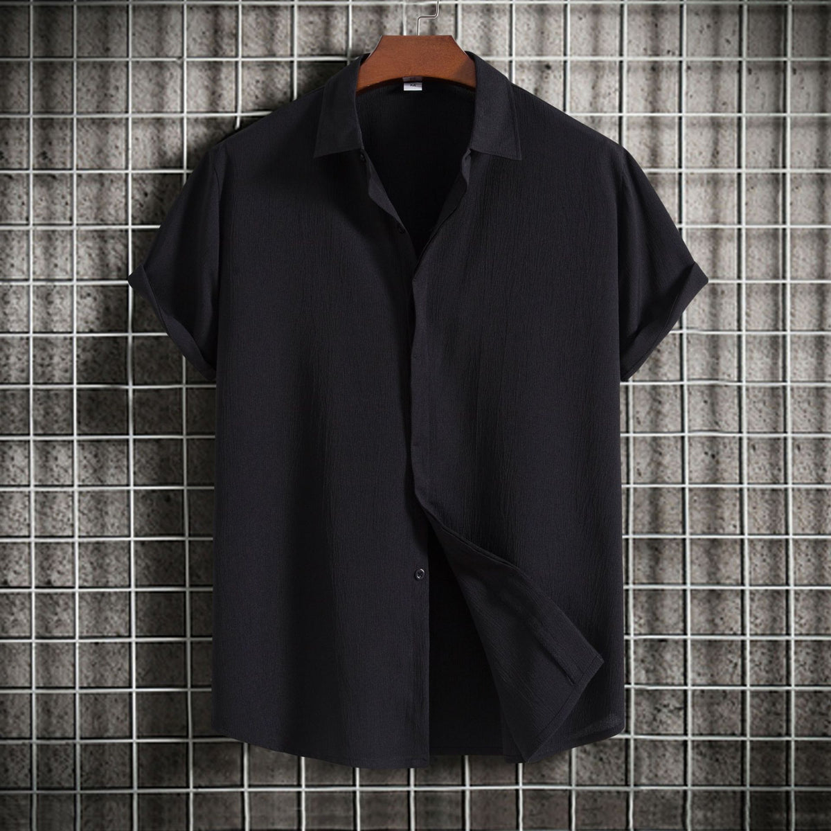 Camisa Solta em Algodão e Linho de Manga Curta