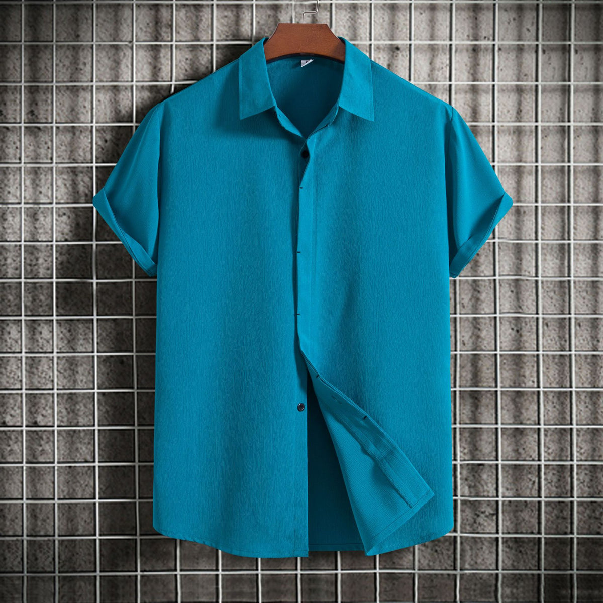 Camisa Solta em Algodão e Linho de Manga Curta Veron&Co, vista traseira