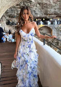 Vestido em Chiffon com Estampado e Ombros Descobertos - Veron&Co