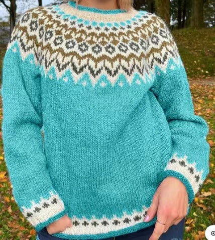 Two-Tone Round-Neck Sweater