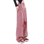 Calças de Ganga Bordado Estrela Wide Leg