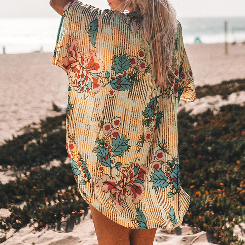 Túnica Praia em Chifon Estampado Veron&Co, vista frontal