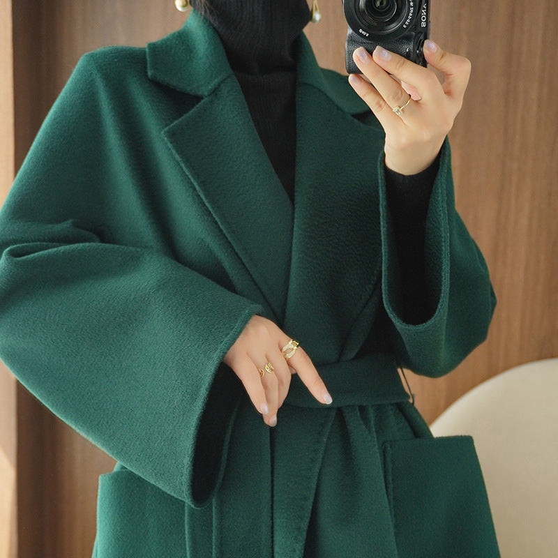 Cashmere Midi Coat with Bow
