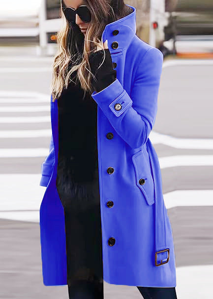 Wool Coat with Buttons and Classic Collar