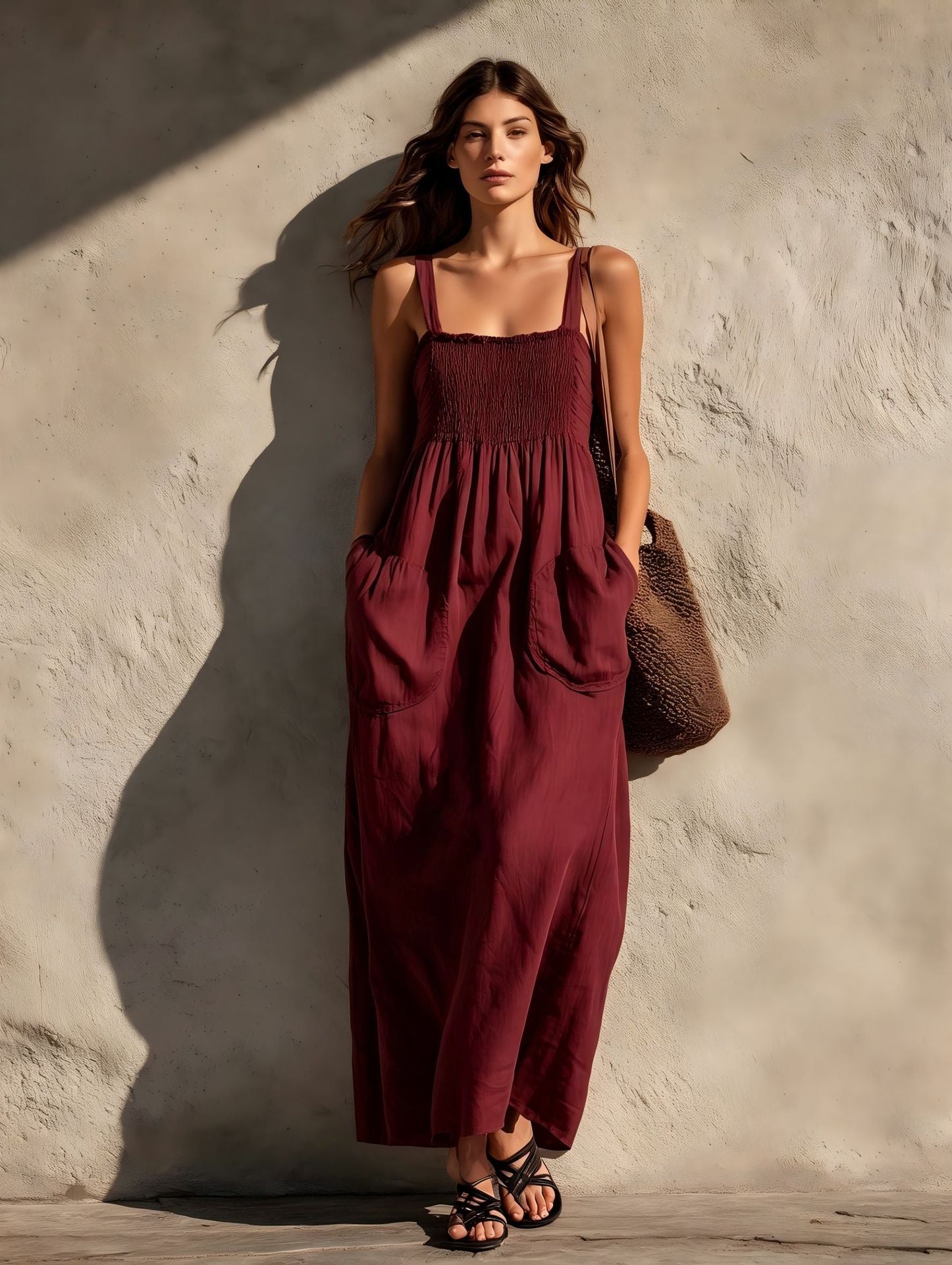 Vestido Longo em Algodão com Alças Finas - Veron&Co