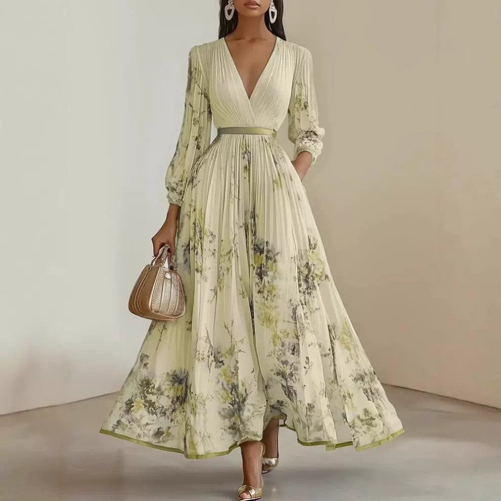 Vestido com Estampado e Decote em V - Veron&Co