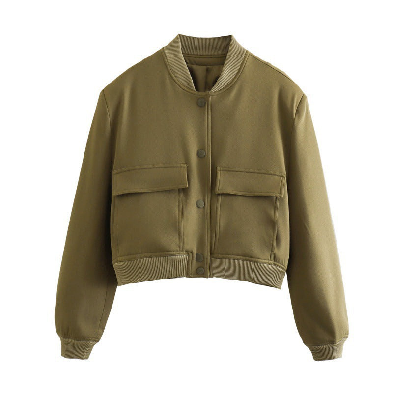 High-Neck Coat with Pockets